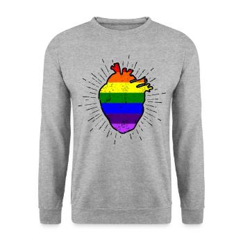 Gay Pride Parade LGBT Lesbian Gay Bi Trans Queer Pan Light - Unisex Sweatshirt - salt & pepper - Front - Alina (178cm) & Michal (187cm)