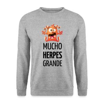 MUCHO HERPES GRANDE - boutons de fièvre - Sweat-shirt Unisexe - gris chiné - Devant - Alina (178cm) & Michal (187cm)