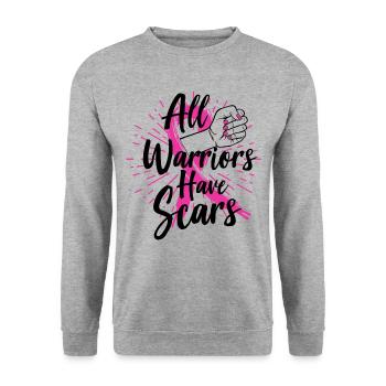 Art de sensibilisation au cancer du sein pour les femmes guerrières légères - Sweat-shirt Unisexe - gris chiné - Devant - Alina (178cm) & Michal (187cm)