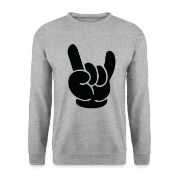 Rock'n Roll Hand Heavy Metal Hard Rock - Sweat-shirt Unisexe - gris chiné - Devant - Alina (178cm) & Michal (187cm)