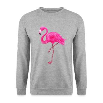flamant rose poison oiseaux amoureux miami oiseau aquatique - Sweat-shirt Unisexe - gris chiné - Devant - Alina (178cm) & Michal (187cm)