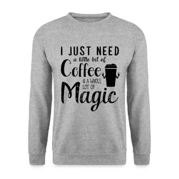 Magic Coffee Caffein magician morning believe gift - Unisex Sweatshirt - salt & pepper - Front - Alina (178cm) & Michal (187cm)