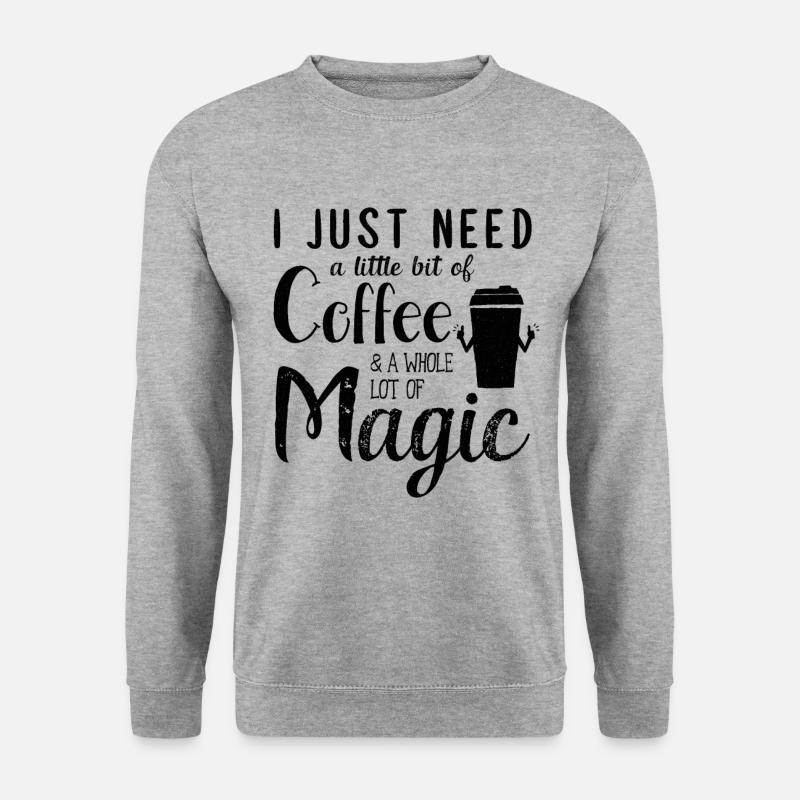 Magic Coffee Caffein magician morning believe gift - Unisex Pullover - Weißgrau meliert