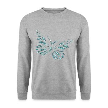 Juwelen Schmetterling - feminines Design abstrakt - Unisex Pullover - Weißgrau meliert - Vorne - Alina (178cm) & Michal (187cm)