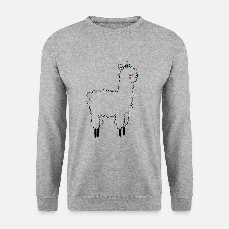 Alpaca Lama Suri Huacaya Cartoon Geschenk - Unisex Pullover - Weißgrau meliert