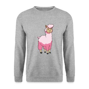 Sweet Alpaca T-Shirt Gift For Alpaca Lover - Unisex Sweatshirt - salt & pepper - Front - Alina (178cm) & Michal (187cm)