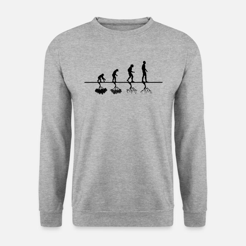 Menschheit zerstört Natur Evolution Baum Geschenk - Unisex Pullover - Weißgrau meliert