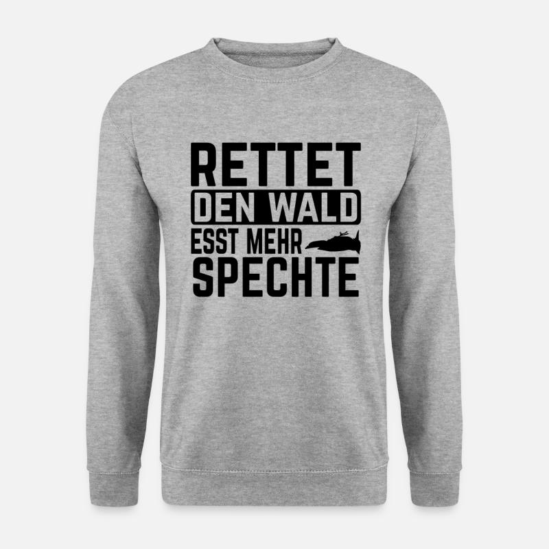 Rettet Den Wald Esst Mehr Spechte Geschenkidee - Unisex Pullover - Weißgrau meliert
