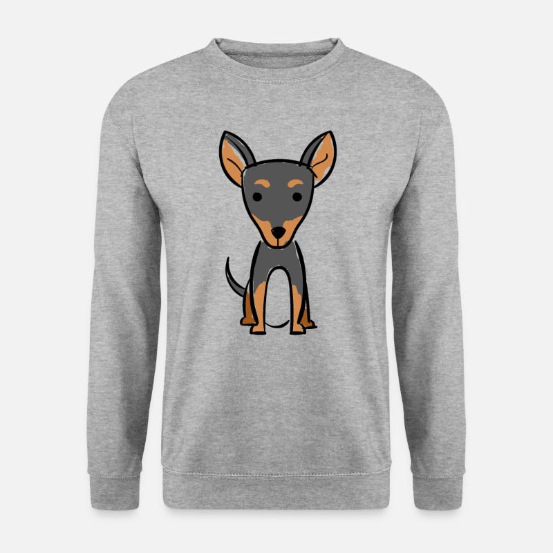 T-Shirt Deutscher Pinscher - Unisex Pullover - Weißgrau meliert