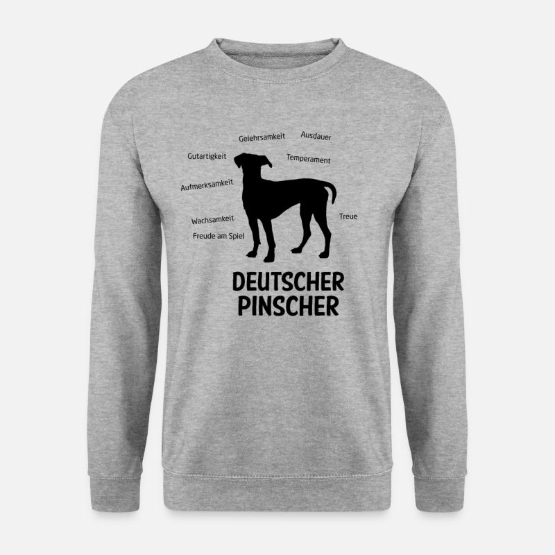 Deutscher Pinscher Eigenschaften - Unisex Pullover - Weißgrau meliert