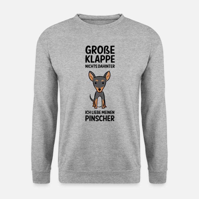 Dobermann Pinscher Welpe Shirt mit lustigem Spruch - Unisex Pullover - Weißgrau meliert