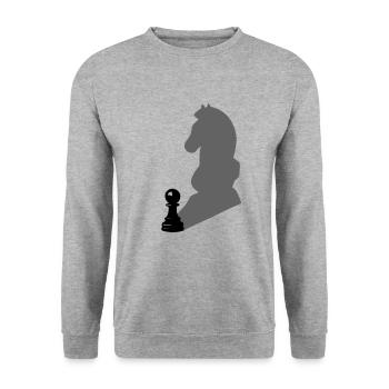 Jeu d’échecs cheval Springer pays cadeau - Sweat-shirt Unisexe - gris chiné - Devant - Alina (178cm) & Michal (187cm)