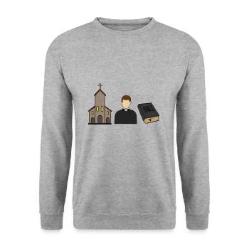 Catholic Catholic Priest Church Christ - Unisex Sweatshirt - salt & pepper - Front - Alina (178cm) & Michal (187cm)