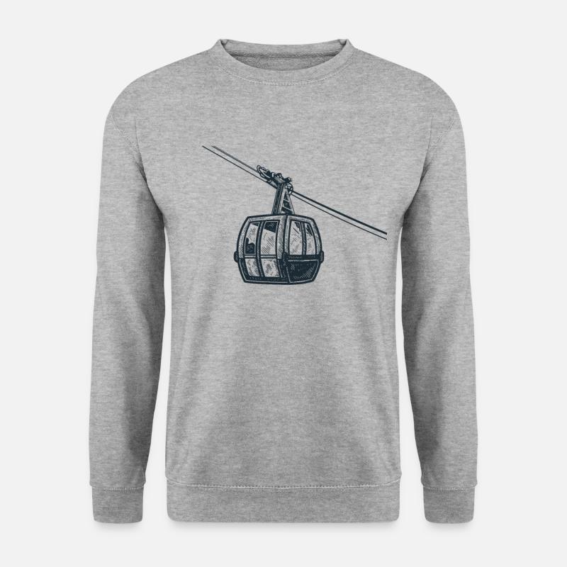 Skilift Gondel Skifahren Berge Lift - Unisex Pullover - Weißgrau meliert