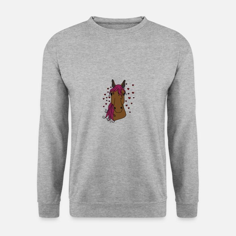 love ponys Pony Pferd Pferde Reiten Geschenk - Unisex Pullover - Weißgrau meliert