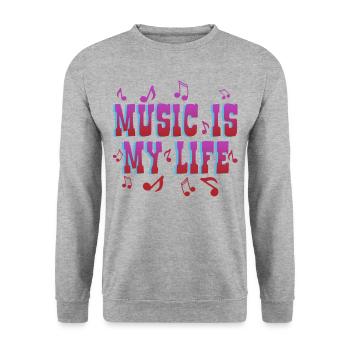 Music is Life vibe, i love music, pop music - Unisex Pullover - Weißgrau meliert - Vorne - Alina (178cm) & Michal (187cm)