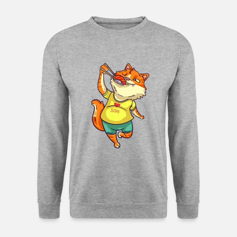 Sushi Katze Nigiri Maki Haustier Kätzchen Geschenk - Unisex Pullover - Weißgrau meliert