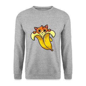 Chat banane Bananya chat de compagnie cadeau - Sweat-shirt Unisexe - gris chiné - Devant - Alina (178cm) & Michal (187cm)