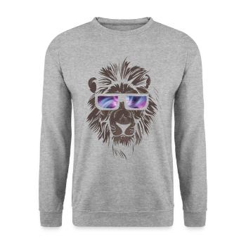 Lion cool avec des lunettes gros chat cadeau lionne - Sweat-shirt Unisexe - gris chiné - Devant - Alina (178cm) & Michal (187cm)