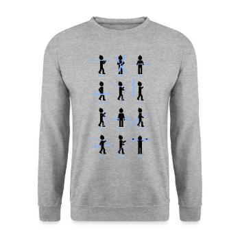 How to carry Skis! Funny Skier Tshirt men women - Unisex Pullover - Weißgrau meliert - Vorne - Alina (178cm) & Michal (187cm)