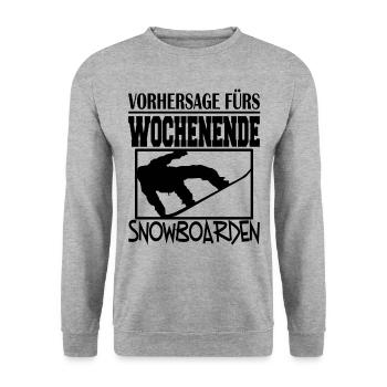 Snowboard Wochenende! Snowboard Geschenk Winter - Unisex Pullover - Weißgrau meliert - Vorne - Alina (178cm) & Michal (187cm)