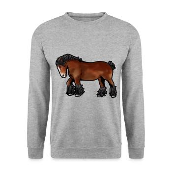 Belgian horse belgisches Pferd Brabançon Brabant - Unisex Pullover - Weißgrau meliert - Vorne - Alina (178cm) & Michal (187cm)