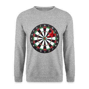 Tolles Dart Dartpfeil Darts Dartspieler Geschenk - Unisex Pullover - Weißgrau meliert - Vorne - Alina (178cm) & Michal (187cm)