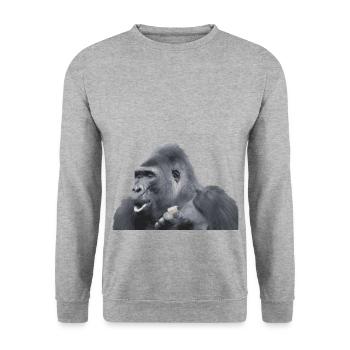 Singe gorille à dos argenté - Sweat-shirt Unisexe - gris chiné - Devant - Alina (178cm) & Michal (187cm)