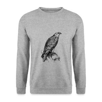 Cadeau de chemise de dessin chasse oiseau faucon - Sweat-shirt Unisexe - gris chiné - Devant - Alina (178cm) & Michal (187cm)