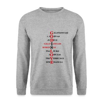 Versets bibliques dieu est amour jésus chemise cadeau - Sweat-shirt Unisexe - gris chiné - Devant - Alina (178cm) & Michal (187cm)
