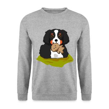 Berner Sennehund Bernersennenhund Welpe Hund - Unisex Pullover - Weißgrau meliert - Vorne - Alina (178cm) & Michal (187cm)