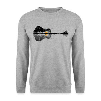Guitar Nature Lake Shadow Design - Unisex Sweatshirt - salt & pepper - Front - Alina (178cm) & Michal (187cm)