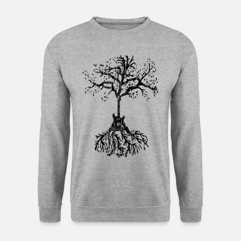Gitarre Baum - Unisex Pullover - Weißgrau meliert