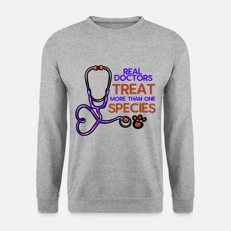 Tierarzt Tierärztin Veterinär Stethoskop Pfote - Unisex Pullover - Weißgrau meliert
