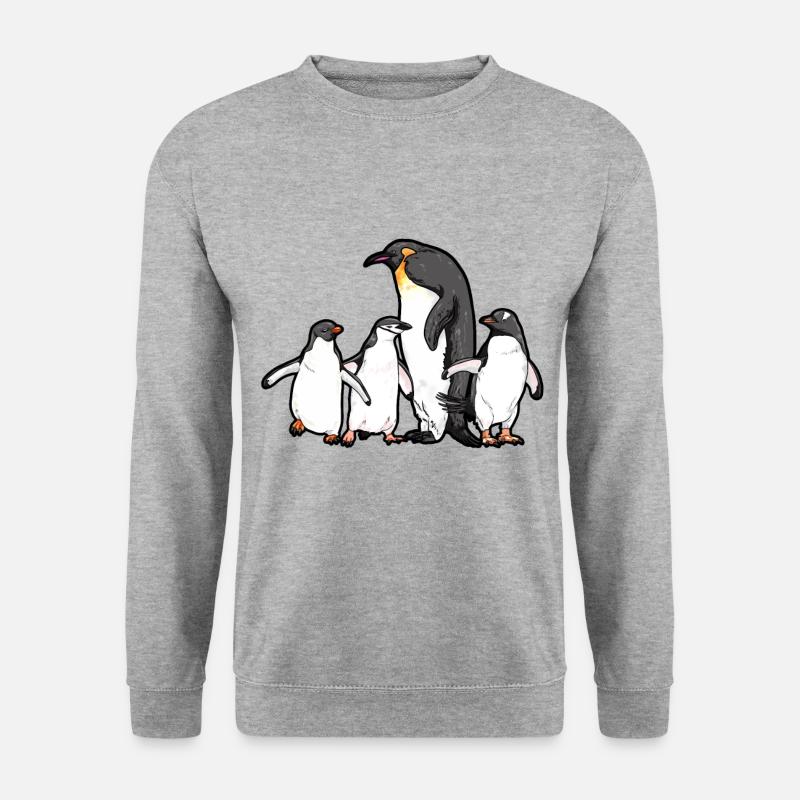 Atypical Pinguin Pinguine Adelie Chinstrap Familie - Unisex Pullover - Weißgrau meliert