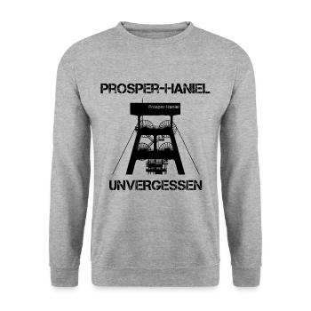 Prosper-Haniel mine unforgotten, winding tower - Unisex Sweatshirt - salt & pepper - Front - Alina (178cm) & Michal (187cm)