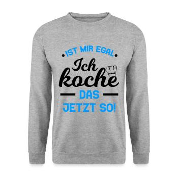 Cuisinier Cuisine Drôles de phrases Tablier de cuisine Cadeau - Sweat-shirt Unisexe - gris chiné - Devant - Alina (178cm) & Michal (187cm)