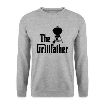 The Grillfather - lustig, grillen, bbq Geschenk - Unisex Pullover - Weißgrau meliert - Vorne - Alina (178cm) & Michal (187cm)