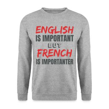 French teacher Frenchman France Gift idea - Unisex Sweatshirt - salt & pepper - Front - Alina (178cm) & Michal (187cm)