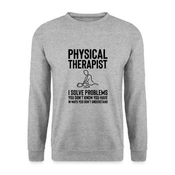 Chemise de physiothérapie manuelle Physio Squad - Sweat-shirt Unisexe - gris chiné - Devant - Alina (178cm) & Michal (187cm)