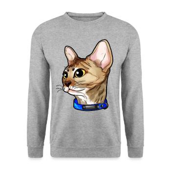Devon Rex Chat Visage de Chat Amour - Sweat-shirt Unisexe - gris chiné - Devant - Alina (178cm) & Michal (187cm)