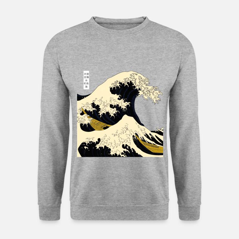 Welle Angler Surfer Boot - Unisex Pullover - Weißgrau meliert