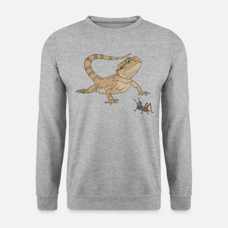 Bartagame vs Grille Zwergbartagame Geschenk - Unisex Pullover - Weißgrau meliert