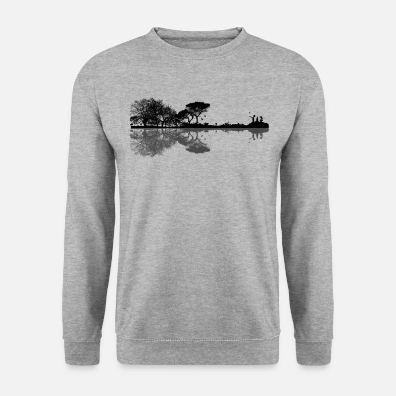 E-Gitarren Landschafts T-Shirt - Unisex Pullover - Weißgrau meliert