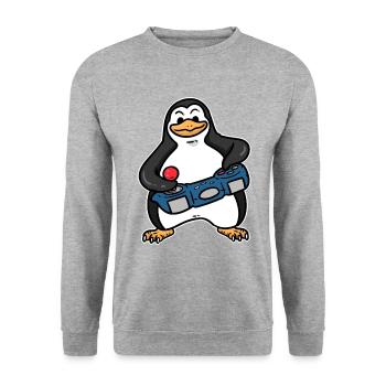 PLAYING PENGUIN , PINGUIN - Unisex Pullover - Weißgrau meliert - Vorne - Alina (178cm) & Michal (187cm)