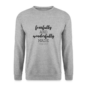 Bible Verse Christian Wonderful Shirt Gift - Unisex Sweatshirt - salt & pepper - Front - Alina (178cm) & Michal (187cm)