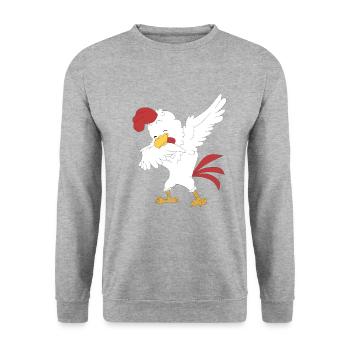 Dabbing poulet fermier fermier - Sweat-shirt Unisexe - gris chiné - Devant - Alina (178cm) & Michal (187cm)