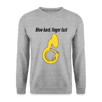 Cadeau drôle de sousaphone Coup dur, doigt presque - Sweat-shirt Unisexe - gris chiné - Devant - Alina (178cm) & Michal (187cm)