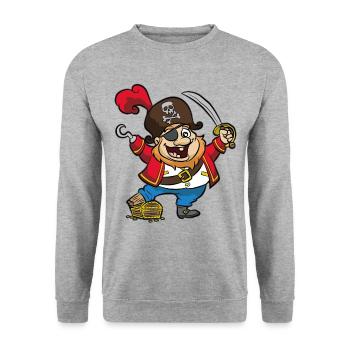 funny pirate treasure chest sabre hook hand - Unisex Sweatshirt - salt & pepper - Front - Alina (178cm) & Michal (187cm)