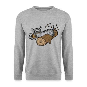 Chainsaw Forest Wood Saw Forester Forester - Unisex Sweatshirt - salt & pepper - Front - Alina (178cm) & Michal (187cm)